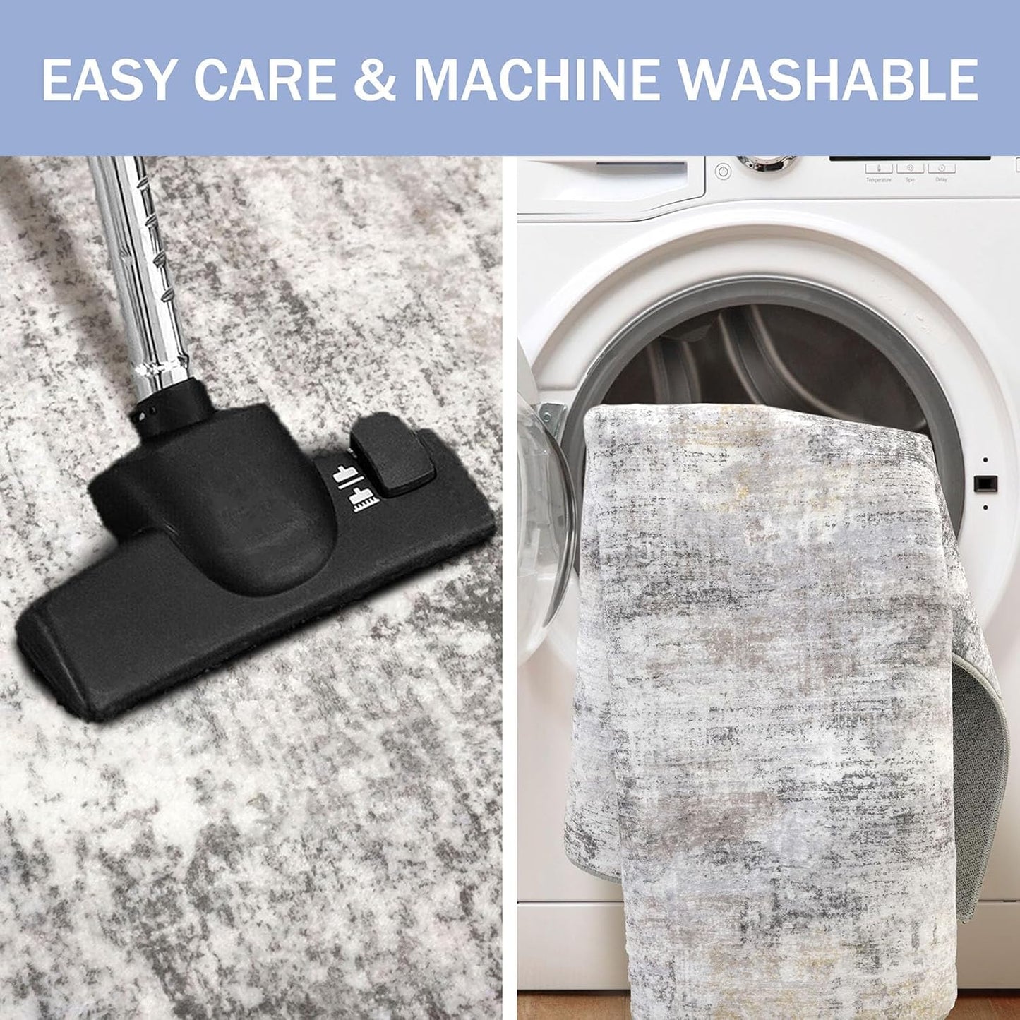 IOHOUZE Abstract Runner Rug 3x20 Ft Extra Long Washable Runners for Hallways, Non Slip Kitchen Runner Printed Faux Wool Entryway Runner Indoor, Modern Abstract Floor Carpet for Hall Stair, Grey Beige