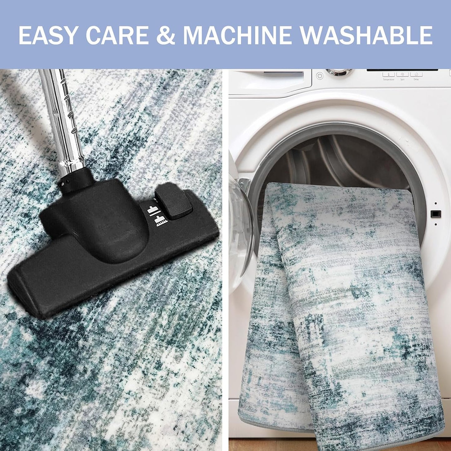 IOHOUZE Abstract Runner Rug 2x6 Ft Washable Runners for Hallways, Non Slip Kitchen Runner Printed Faux Wool Entryway Runner Indoor, Modern Abstract Floor Carpet for Hall Kitchen Bedroom, Sage Grey