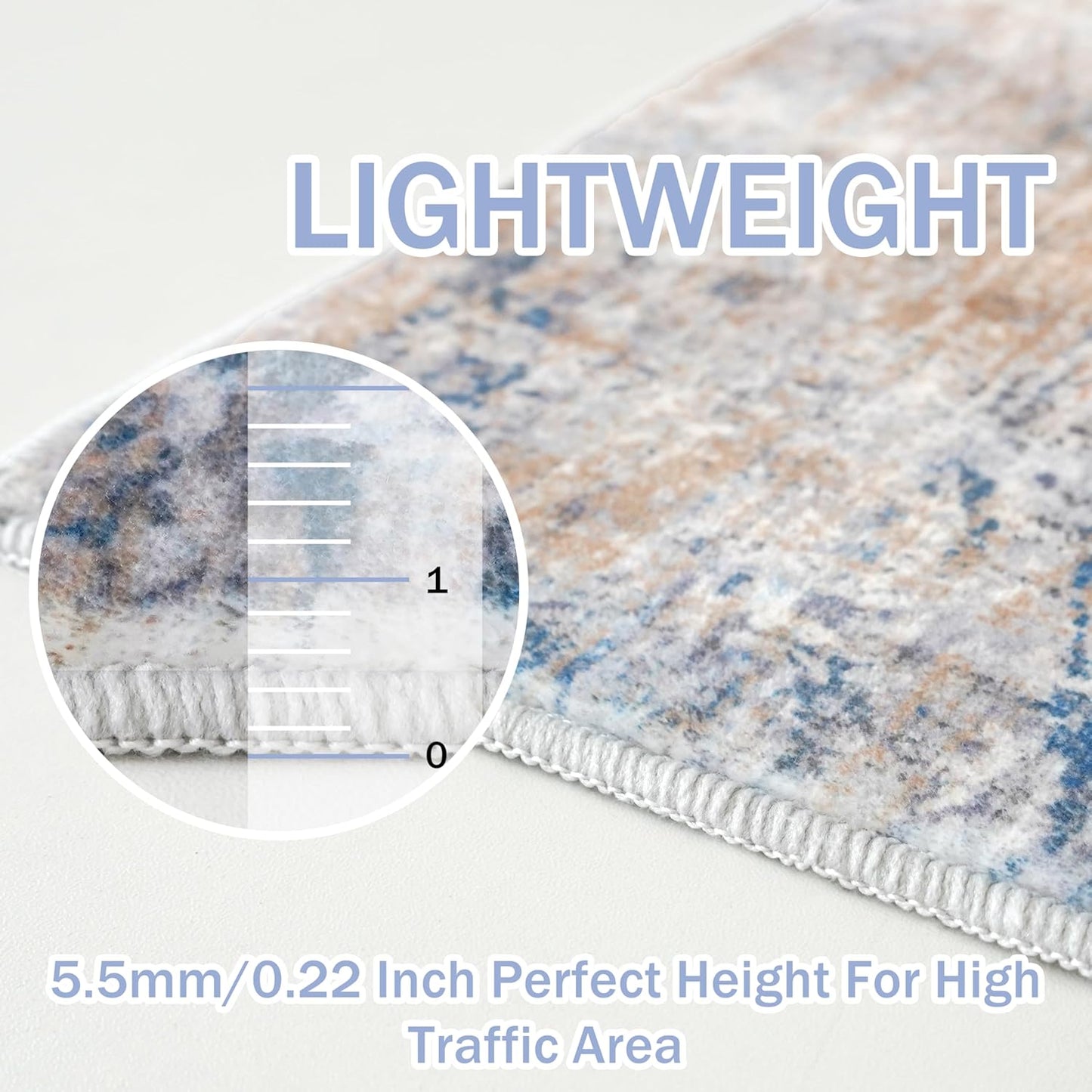 IOHOUZE Abstract Runner Rug 3x20 Ft Extra Long Washable Runners for Hallways, Non Slip Kitchen Runner Printed Faux Wool Entryway Runner Indoor, Modern Abstract Floor Carpet for Hall Stair, Blue Rust