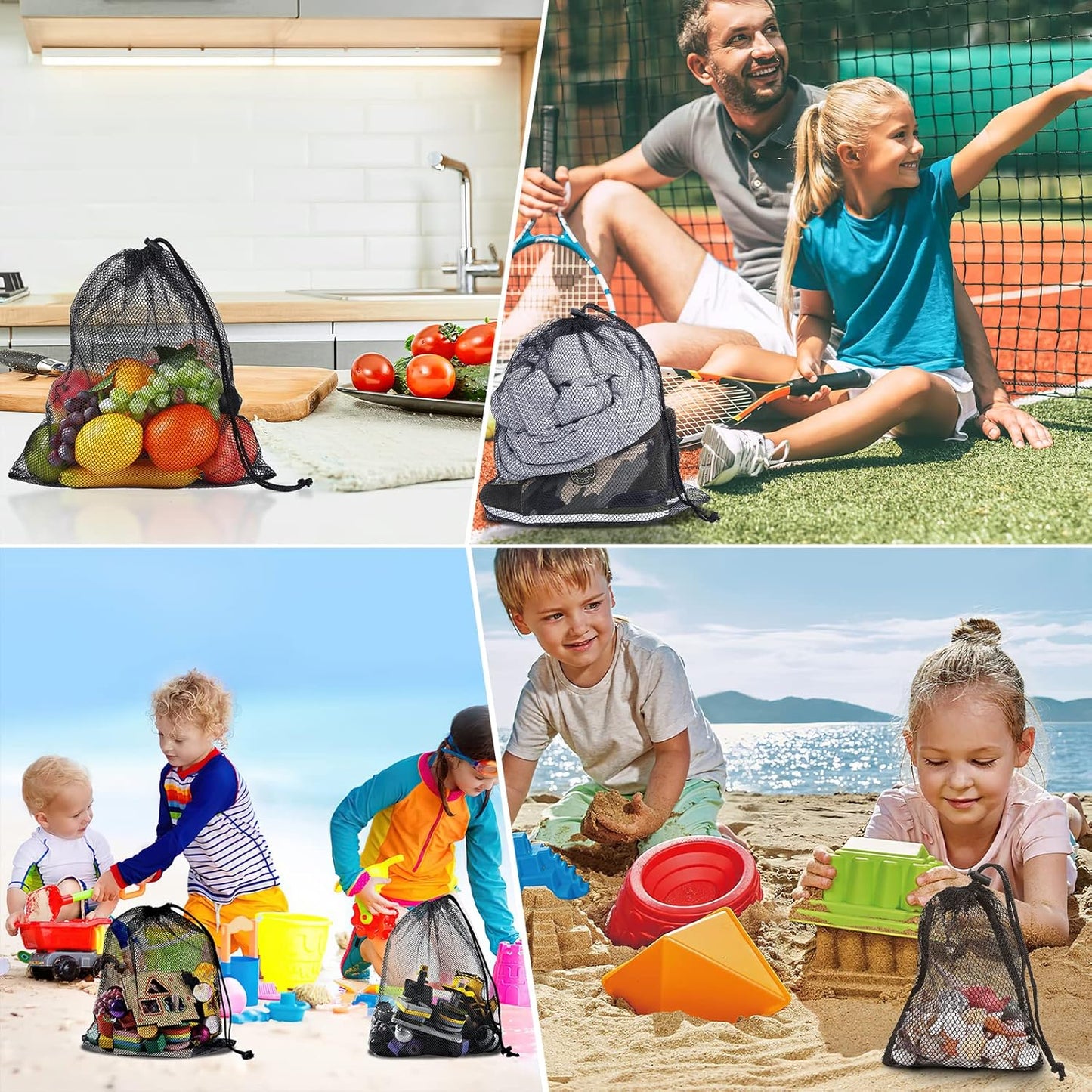 iMucci 18"X24" 12Pcs Mesh Laundry Drawstring Bag Nylon Drawstring Gym Bag with Cord Lock Closure