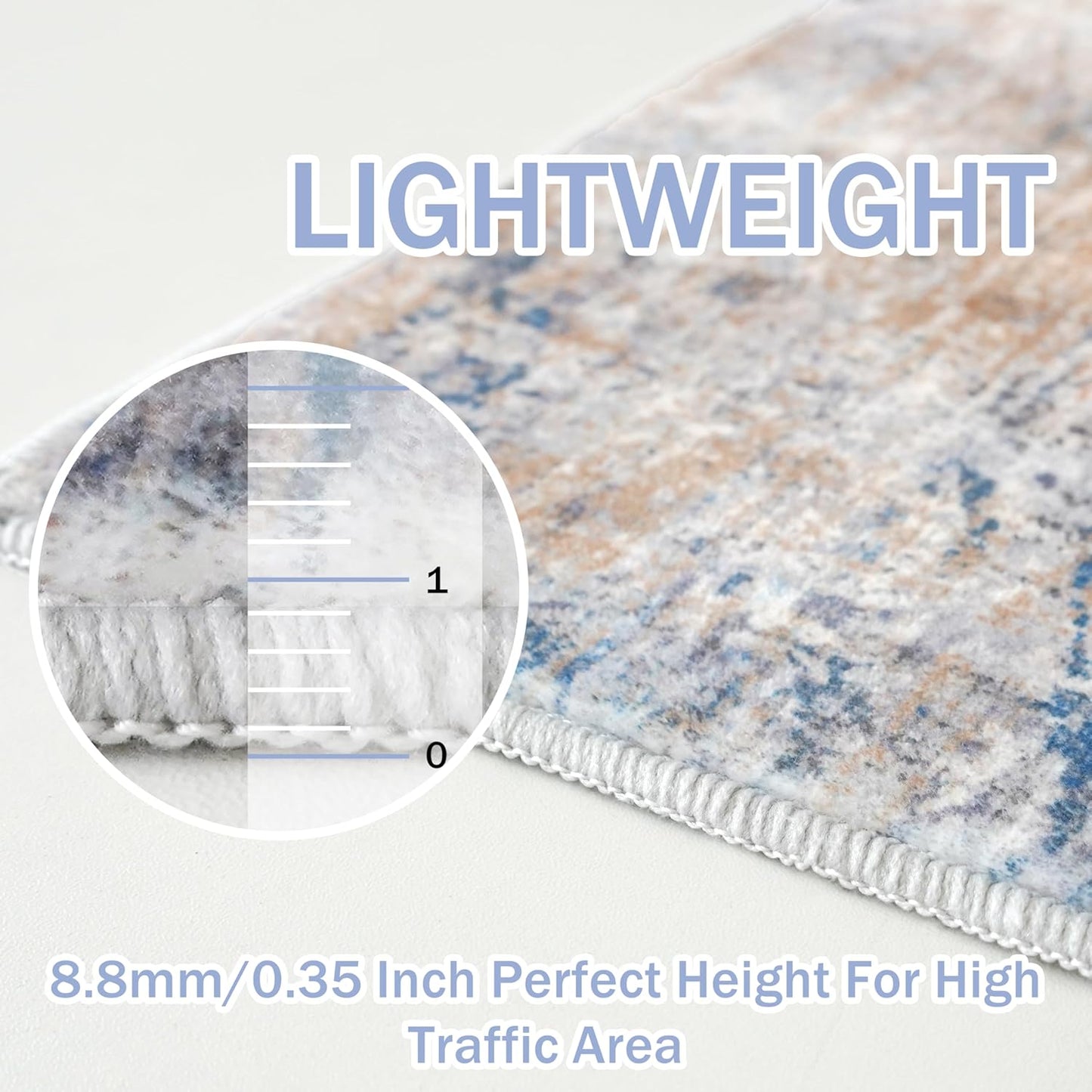 IOHOUZE Abstract Area Rug 3x5 Ft Washable Rugs for Entryway Indoor, Non Slip Kitchen Rug Printed Faux Wool Throw Rugs, Indoor Door Mat for Door Entrance Foyer Living Room, Blue Rust