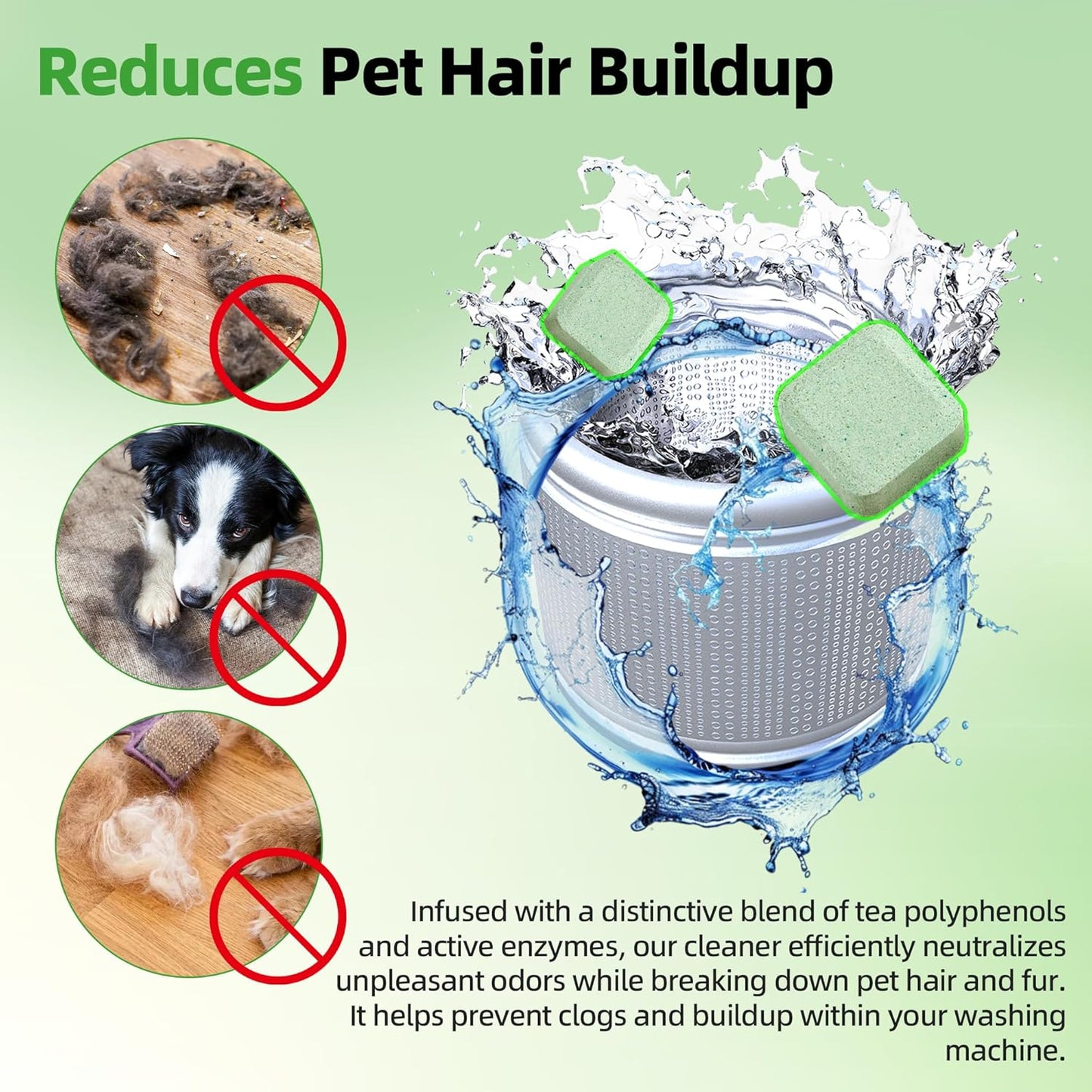 (30-Pack) Washing Machine Cleaning Tablets, Formulated for Pet Owners, Washer Cleaner, for Front-Loaders, Top-Loaders, HE Machines, Easily Removes Residue, Septic Safe, Over a 12-Month Supply