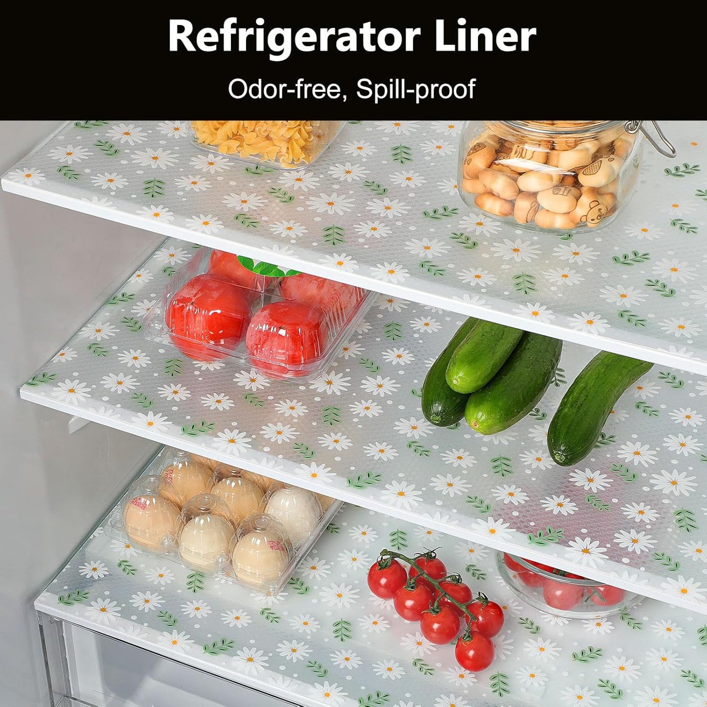 INNOLITES Shelf Liner – Cabinet & Drawer Liner Non-Adhesive – Waterproof Oil-Proof – Durable EVA with Floral for Kitchen Cabinets Refrigerator – BPA-Free, Easy to Cut 23.6" x 236"
