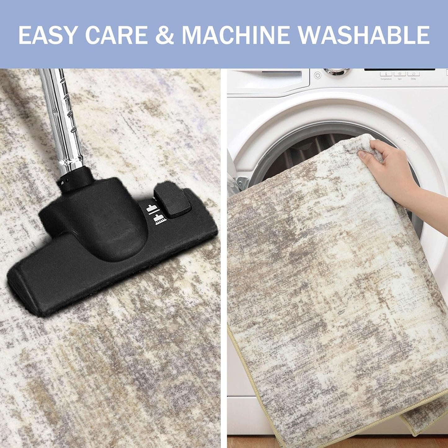 IOHOUZE Abstract Runner Rug 3x8 Ft Washable Runners for Hallways, Non Slip Kitchen Runner Printed Faux Wool Entryway Runner Indoor, Modern Abstract Floor Carpet for Hall Kitchen Bedroom, Beige Brown