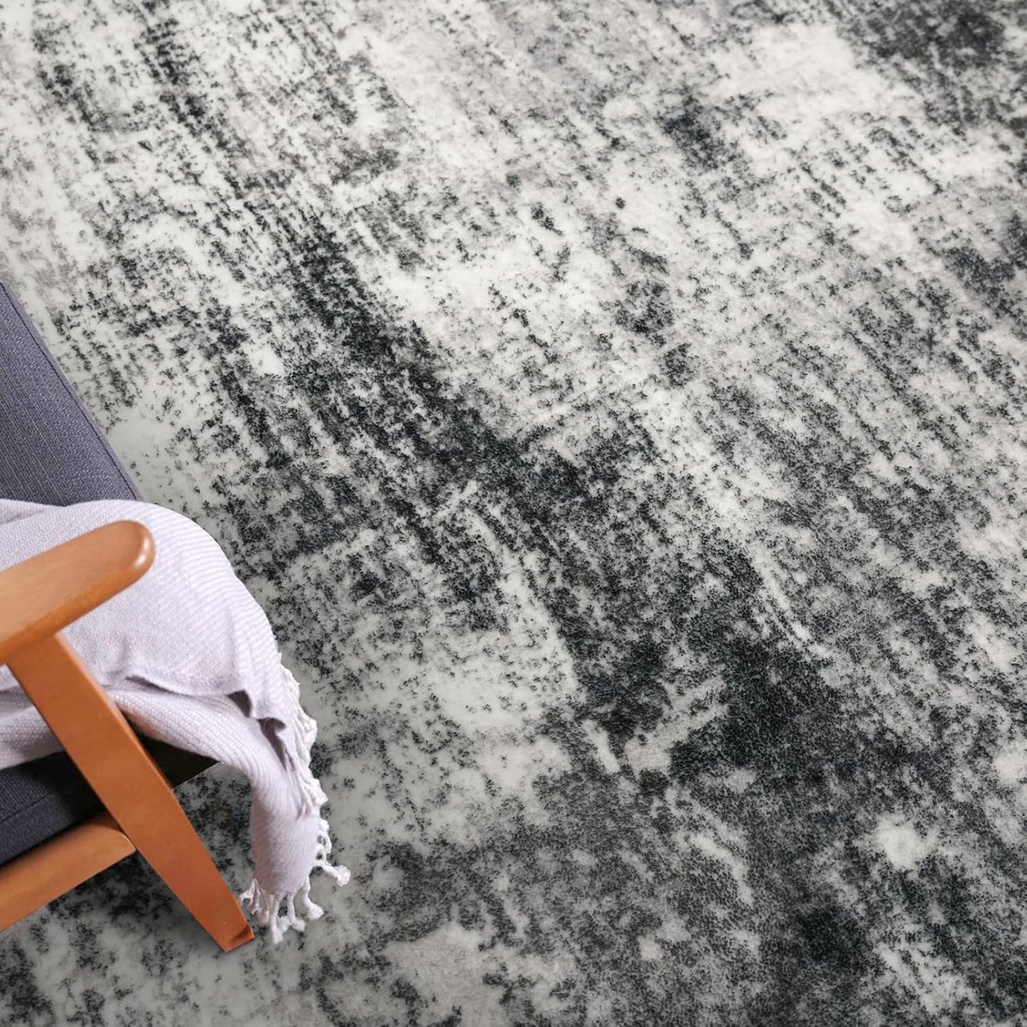 IOHOUZE Abstract Runner Rug 2x7 Ft Washable Runners for Hallways, Non Slip Kitchen Runner Printed Faux Wool Entryway Runners Indoor, Modern Abstract Floor Carpet for Hall Kitchen Bedroom, Black Gey