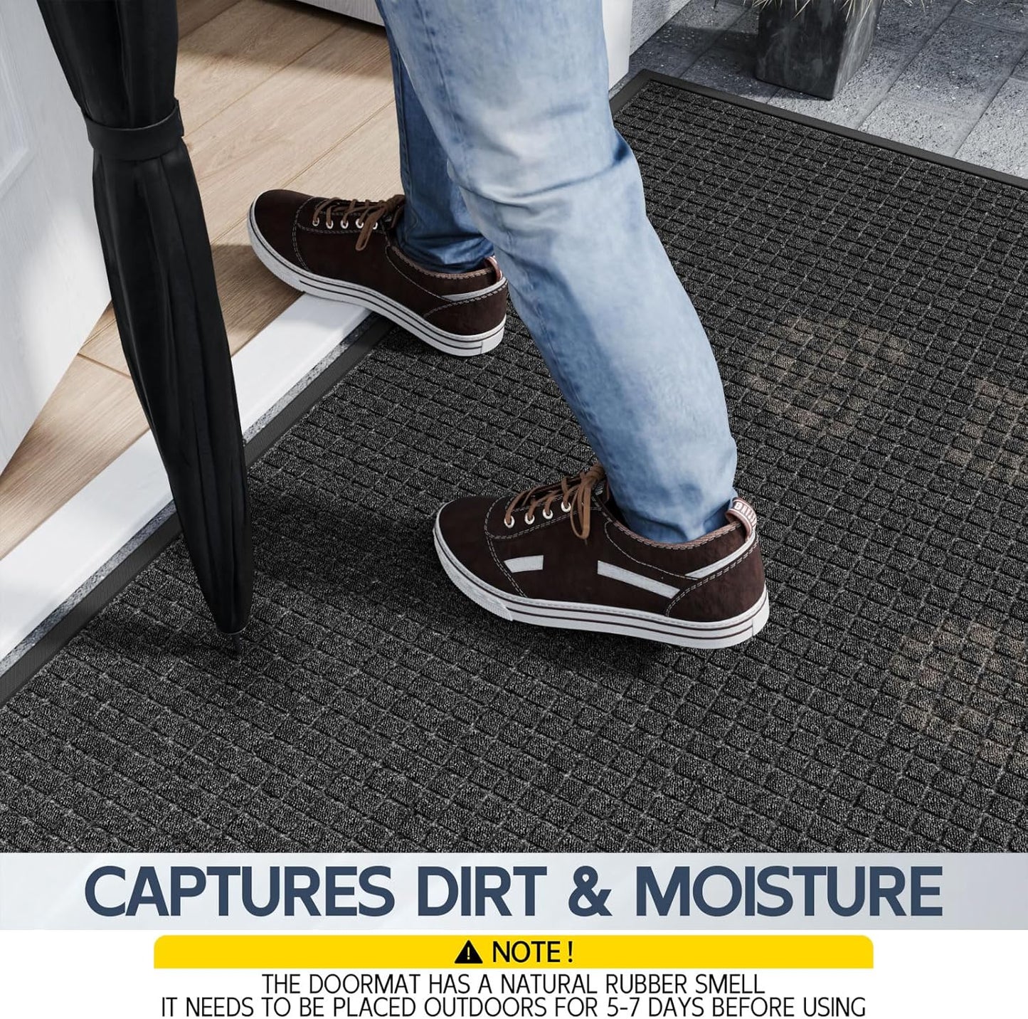 Indoor Outdoor Front Door Mats, 72" x 48" Rubber Backing Non Slip Durable Welcome Floor Mats for Patio, Garage Entrance, Stain and Fade Resistant Commercial Doormats for High Traffic