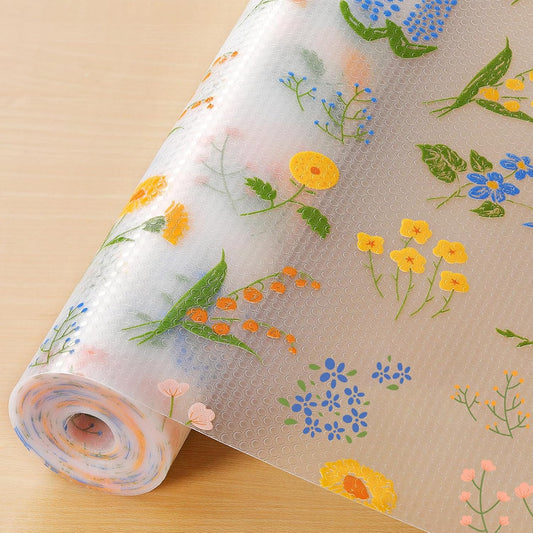 INNOLITES Non-Slip Shelf Liner – Cabinet & Drawer Liner Non-Adhesive – Waterproof Oil-Proof – Durable EVA with Floral for Kitchen Cabinets Refrigerator – BPA-Free, Easy to Cut 23.6" x 118"