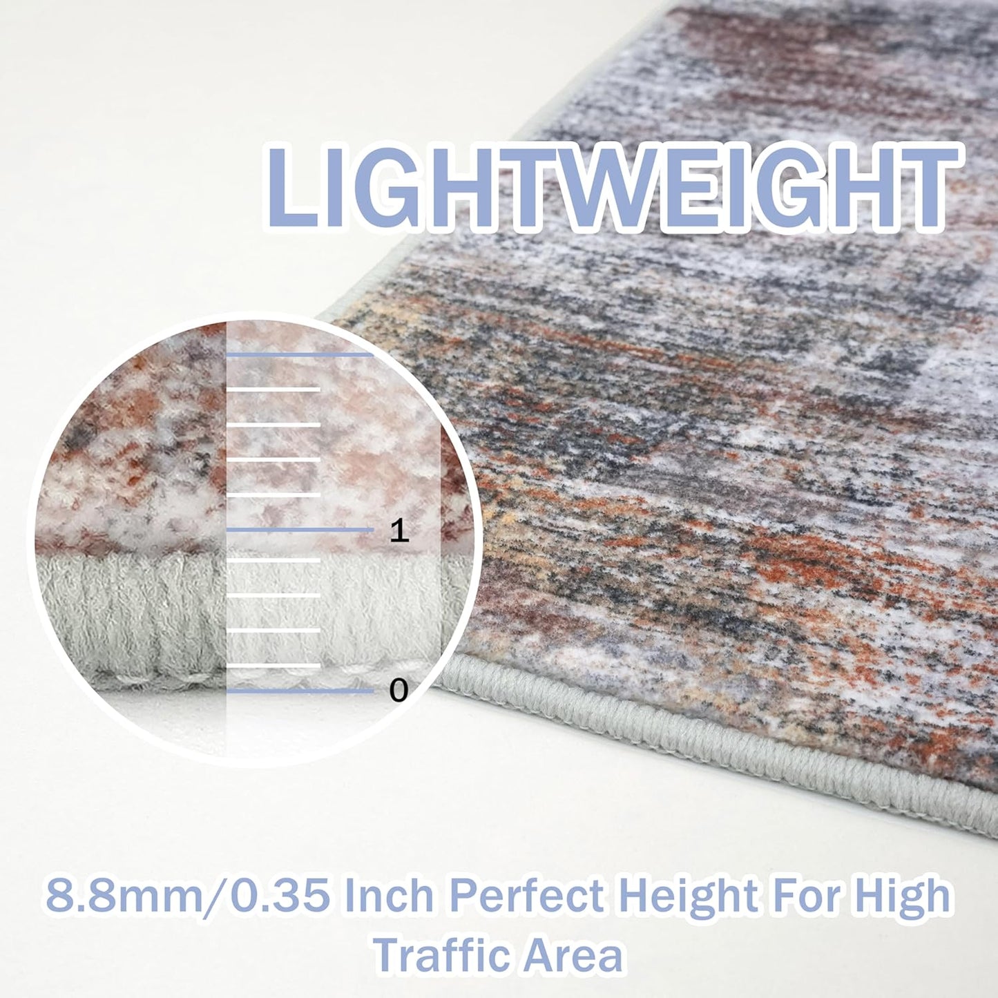 IOHOUZE Abstract Runner Rug 2x6 Ft Washable Runners for Hallways, Non Slip Kitchen Runner Soft Printed Faux Wool Entryway Runner Indoor, Modern Abstract Floor Carpet for Hall Bedroom, Orange Grey