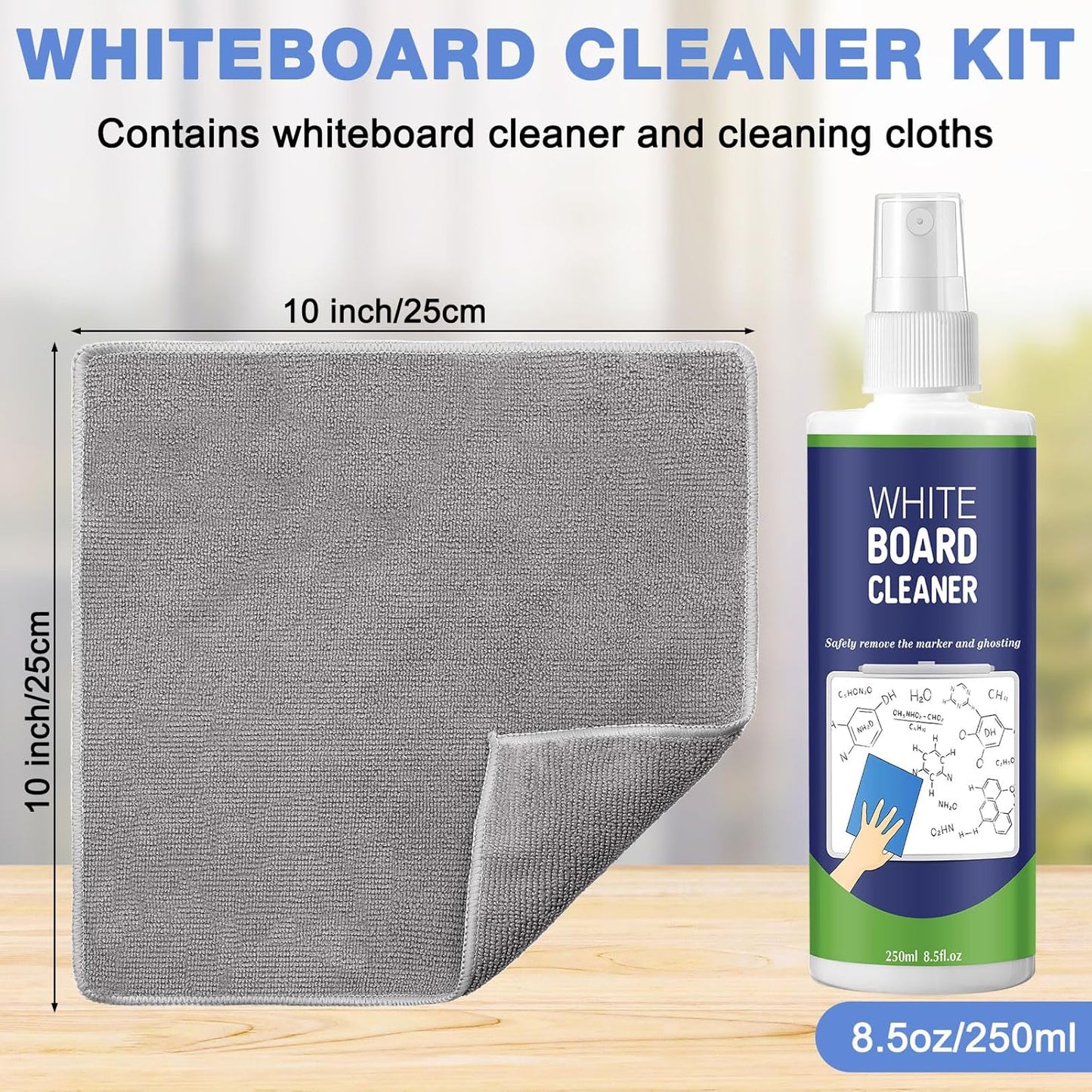 12 Pack Whiteboard Cleaner Spray 8.5oz Dry Erase Board Cleaner with 6 Cloths Non Toxic Dry Erase Cleaner Removes Stubborn Marks from Whiteboards
