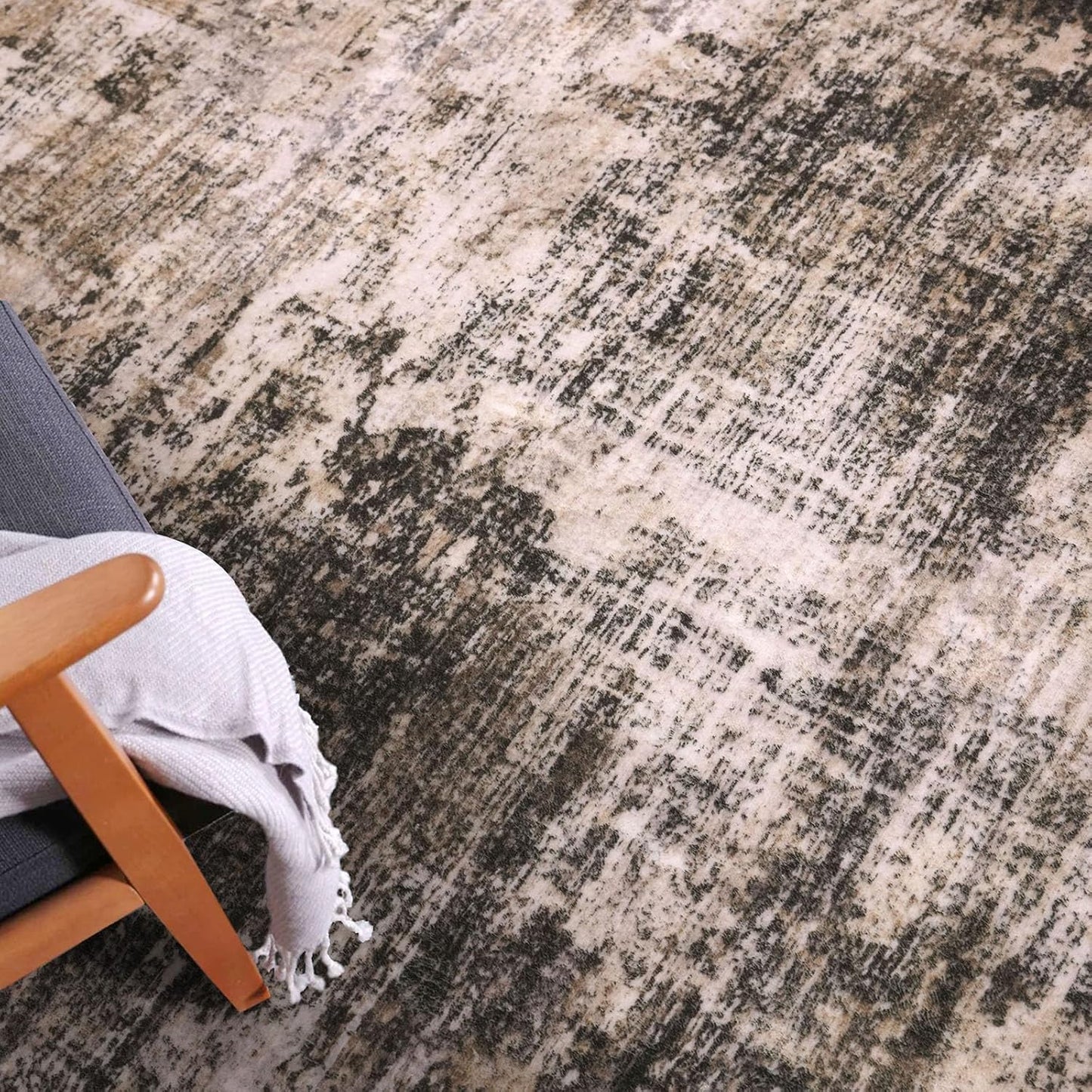 IOHOUZE Abstract Area Rug 3x5 Ft Washable Rugs for Entryway Indoor, Non Slip Kitchen Rug Printed Faux Wool Throw Rugs, Indoor Door Mat for Door Entrance Foyer Living Room, Brown/Rust