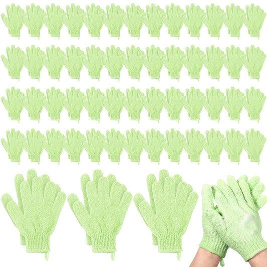 104 Pcs Exfoliating Glove Bulk Shower Gloves with Hanging Loop Exfoliating Body Scrubber Dead Skin Remover for Body Bath Beauty Spa Massage Scrubs Men Women Bathing (Green)