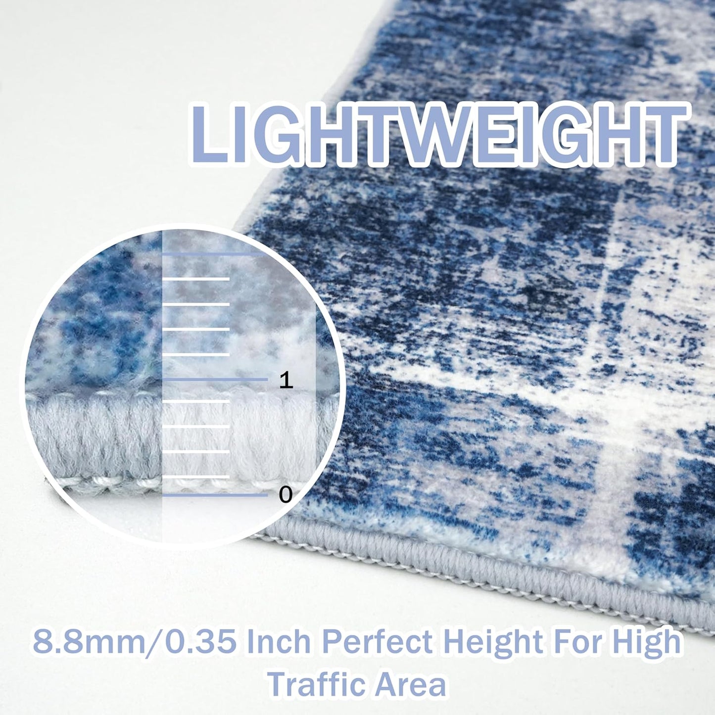 IOHOUZE Small Abstract Area Rug 2x3 Ft Entryway Rugs Washable Door Mat Indoor Entrance, Rubber Backed Throw Rugs, Printed Faux Wool Non Slip Floor Carpet for Foyer Front Door Sink, Navy/Grey