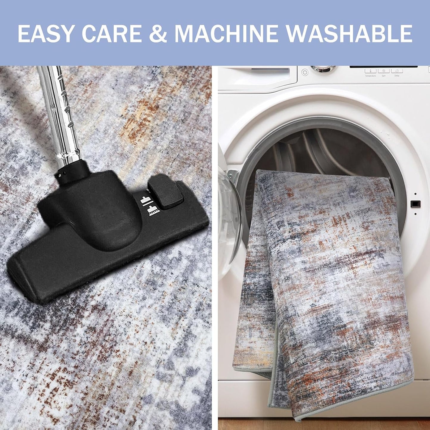 IOHOUZE Abstract Runner Rug 3x10 Ft Washable Runners for Hallways, Non Slip Kitchen Runner Printed Faux Wool Entryway Runner Indoor, Modern Abstract Floor Carpet for Hall Bedroom, Orange Grey