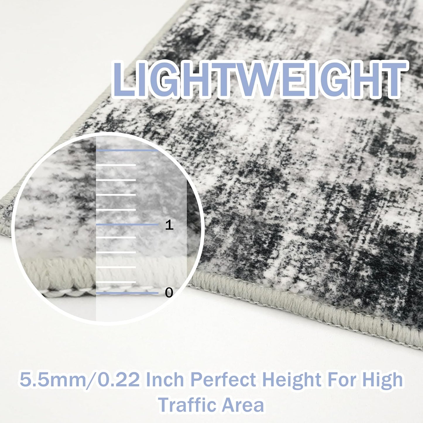 IOHOUZE Abstract Runner Rug 3x20 Ft Extra Long Washable Runners for Hallways, Non Slip Kitchen Runner Printed Faux Wool Entryway Runner Indoor, Modern Abstract Floor Carpet for Hall Stair, Black Grey