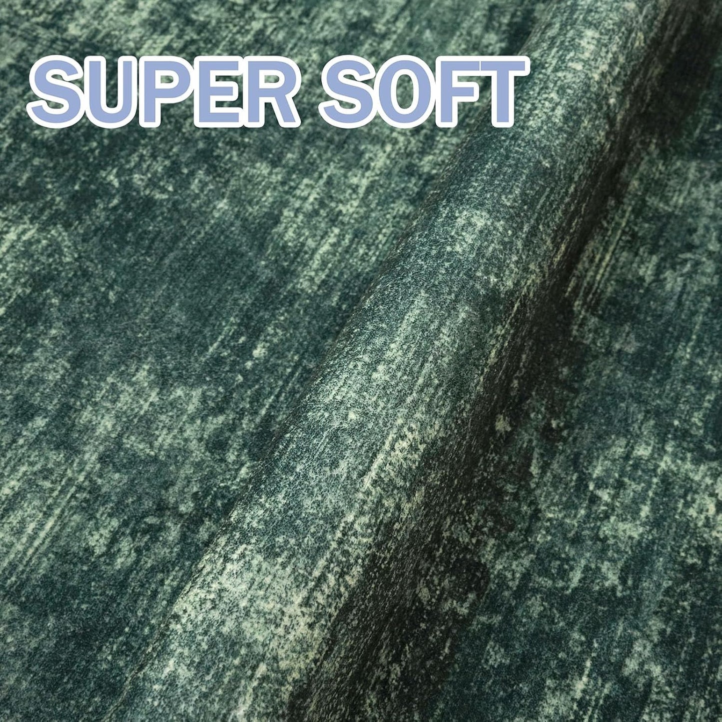 IOHOUZE Abstract Area Rugs 9x12 Ft Washable Large Rugs for Living Room, Non Slip Dining Room Rug, Printed Faux Wool Rugs for Bedroom, Floor Carpet for Office Nursery Playroom, Dark Green