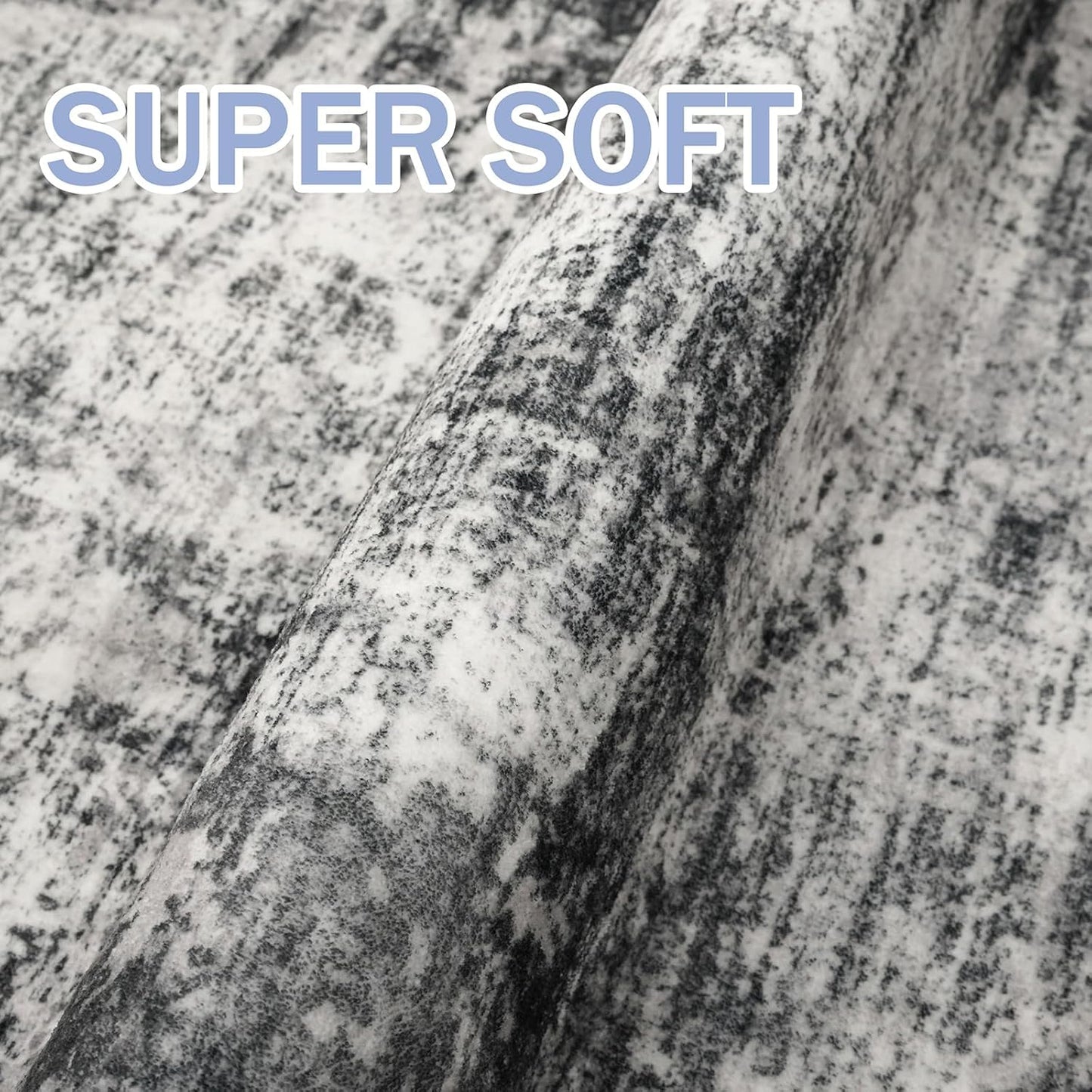 IOHOUZE Abstract Area Rug 3x5 Ft Washable Rugs for Entryway Indoor, Non Slip Kitchen Rug Printed Faux Wool Throw Rugs, Indoor Door Mat for Door Entrance Foyer Living Room, Black Grey