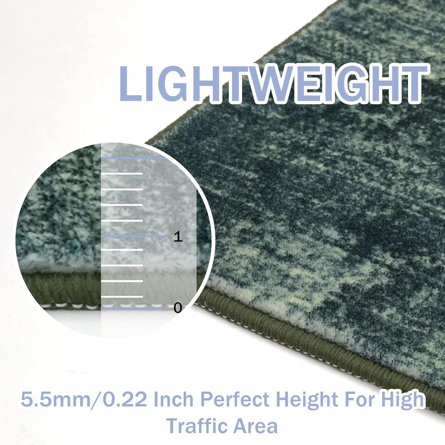 IOHOUZE Abstract Runner Rug 3x16 Ft Washable Runners for Hallways, Non Slip Kitchen Runner Printed Faux Wool Entryway Runner Indoor, Modern Abstract Floor Carpet for Hall Stair, Dark Green