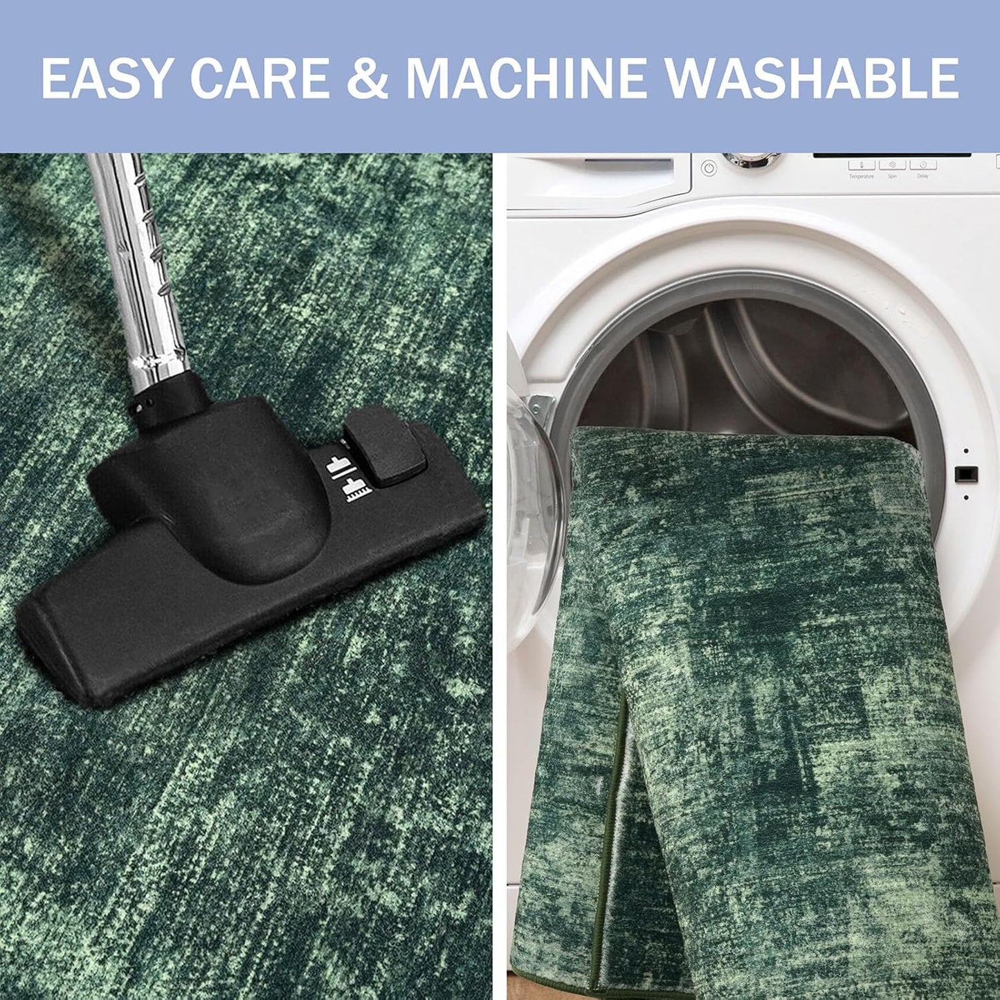 IOHOUZE Abstract Runner Rug 3x8 Ft Washable Runners for Hallways, Non Slip Kitchen Runner Printed Faux Wool Entryway Runner Indoor, Modern Abstract Floor Carpet for Hall Bedroom, Dark Green