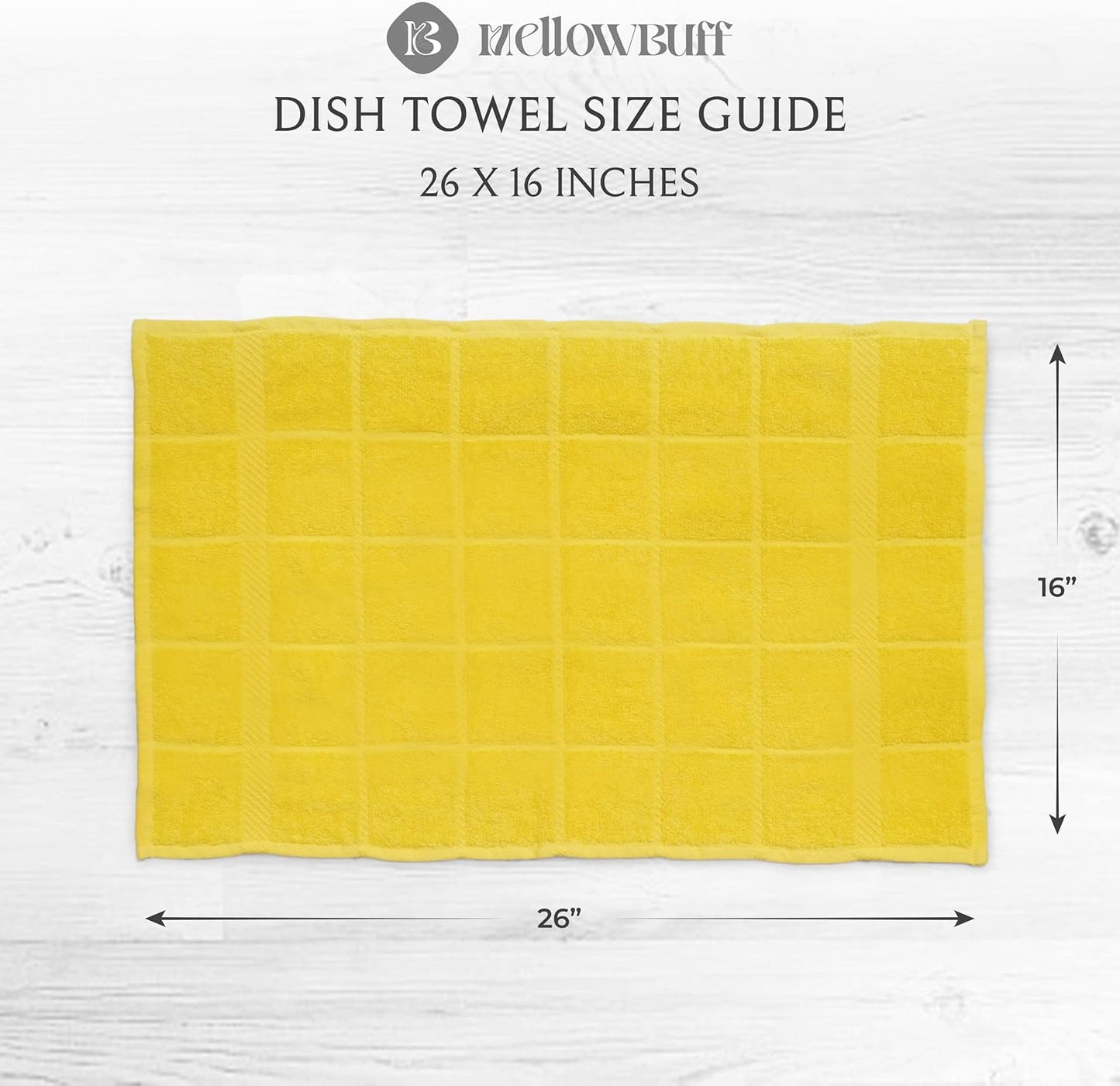 100% Cotton Terry Dish Cloth & Dish Towel, 6 Pack, Super Soft and Absorbent Kitchen Towels, Perfect for Kitchen Cleaning and Dish Washing (Yellow (DT and DC Combo))