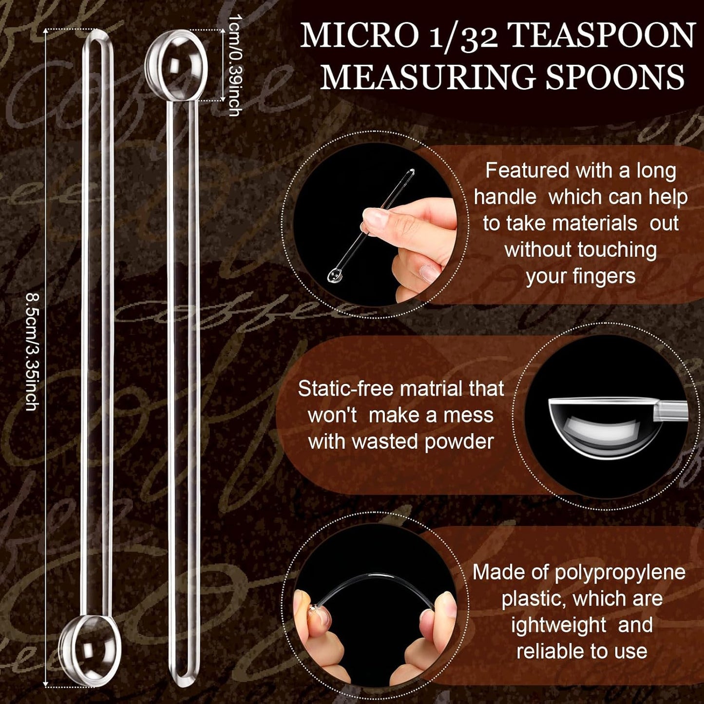 Honeydak 1/32 Teaspoon Micro Scoops 150 Milligram Mini Measuring Spoons Tiny Little Plastic Scoop for Measuring Cosmetics, Powders, Glitter and Seasoning(Clear, 48 Pieces)