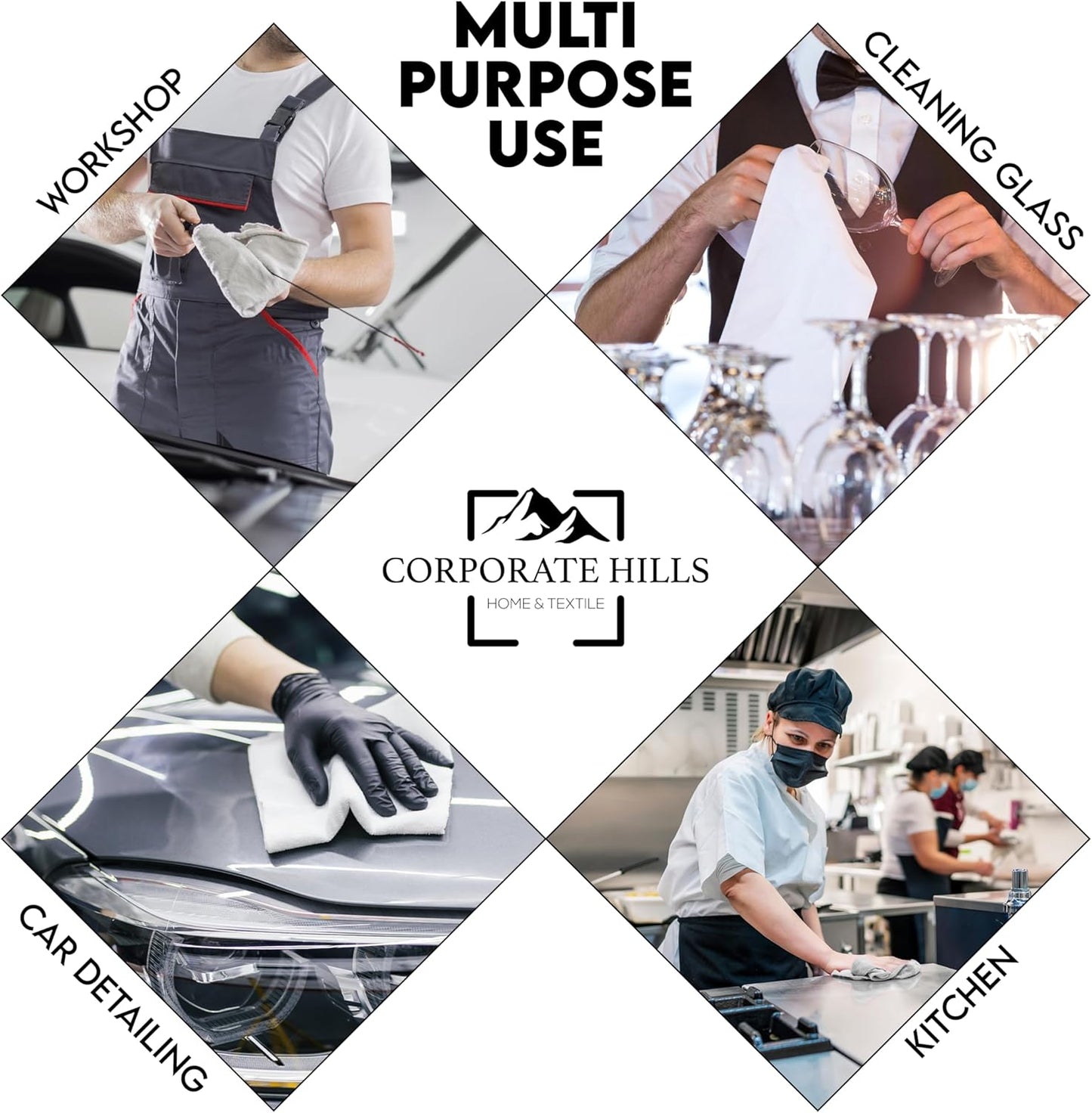 100% Cotton Terry Towels - Pack of 500 (12x12 Inches) White Cotton Terry Cloth Bar Rags, Multipurpose High Absorbent Cleaning Cloths for Auto Detailing or Painters