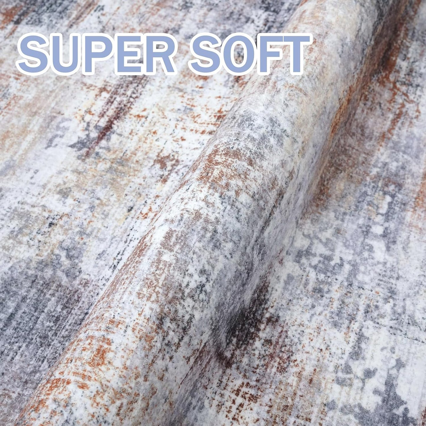 IOHOUZE Abstract Runner Rug 2x6 Ft Washable Runners for Hallways, Non Slip Kitchen Runner Soft Printed Faux Wool Entryway Runner Indoor, Modern Abstract Floor Carpet for Hall Bedroom, Orange Grey