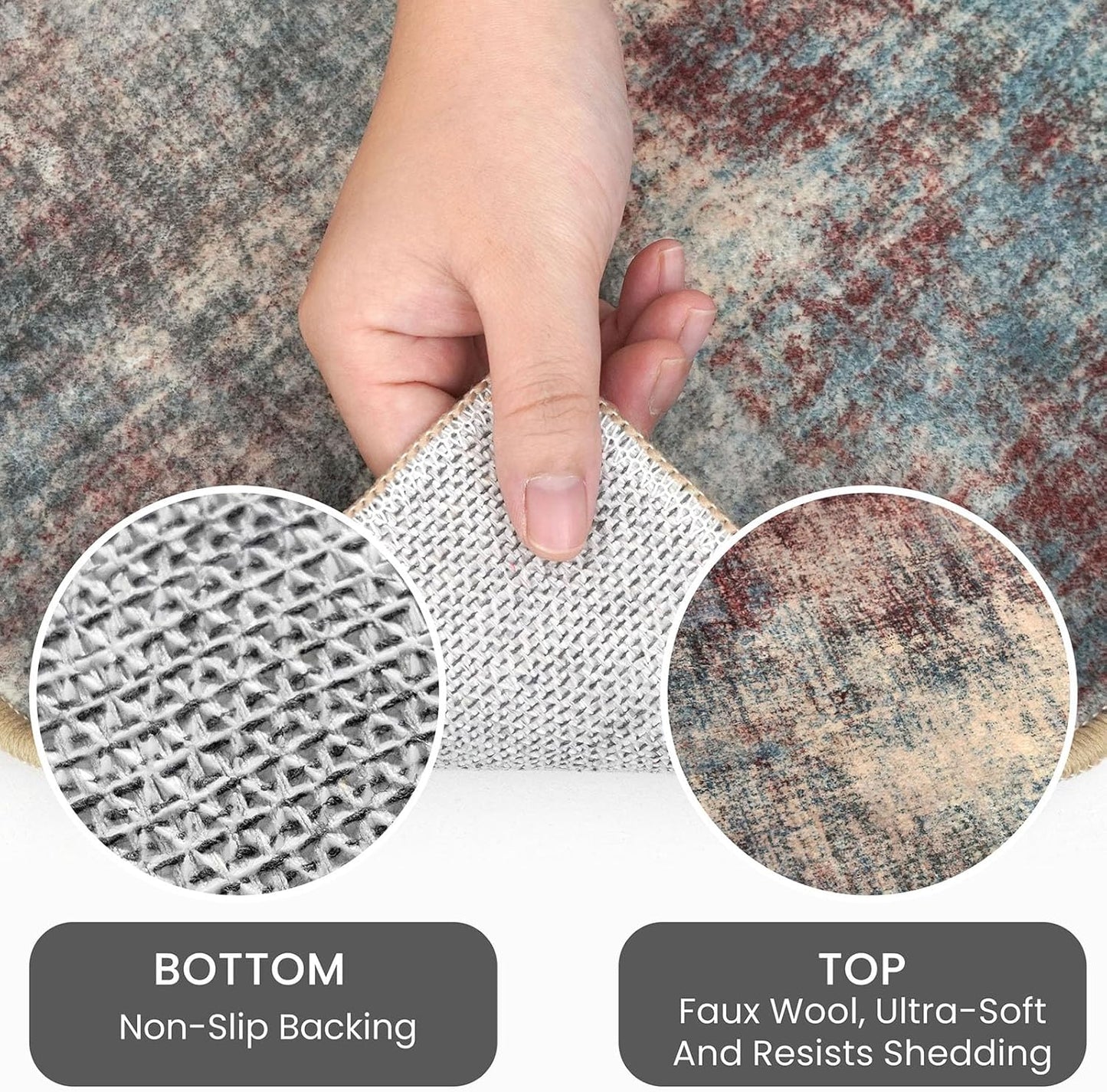 IOHOUZE Abstract Runner Rug 2x6 Ft Washable Runners for Hallways, Non Slip Kitchen Runner Printed Faux Wool Entryway Runner Indoor, Modern Abstract Floor Carpet for Hall Kitchen Bedroom, Red/Multi