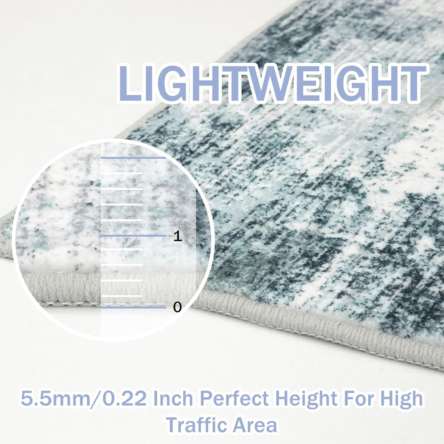 IOHOUZE Abstract Area Rugs 9x12 Ft Washable Large Rugs for Living Room, Non Slip Rubber Backed Dining Room Rug, Printed Faux Wool Rugs for Bedroom, Floor Carpet for Nursery Playroom, Sage Grey