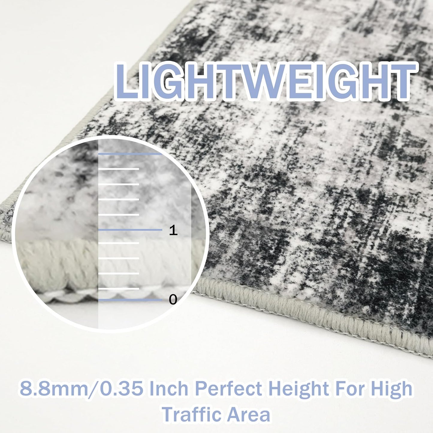 IOHOUZE Abstract Runner Rug 2x5 Ft Washable Runners for Hallways, Non Slip Kitchen Runner Printed Faux Wool Entryway Runner Indoor, Modern Abstract Floor Carpet for Hall Kitchen Bedroom, Black Grey