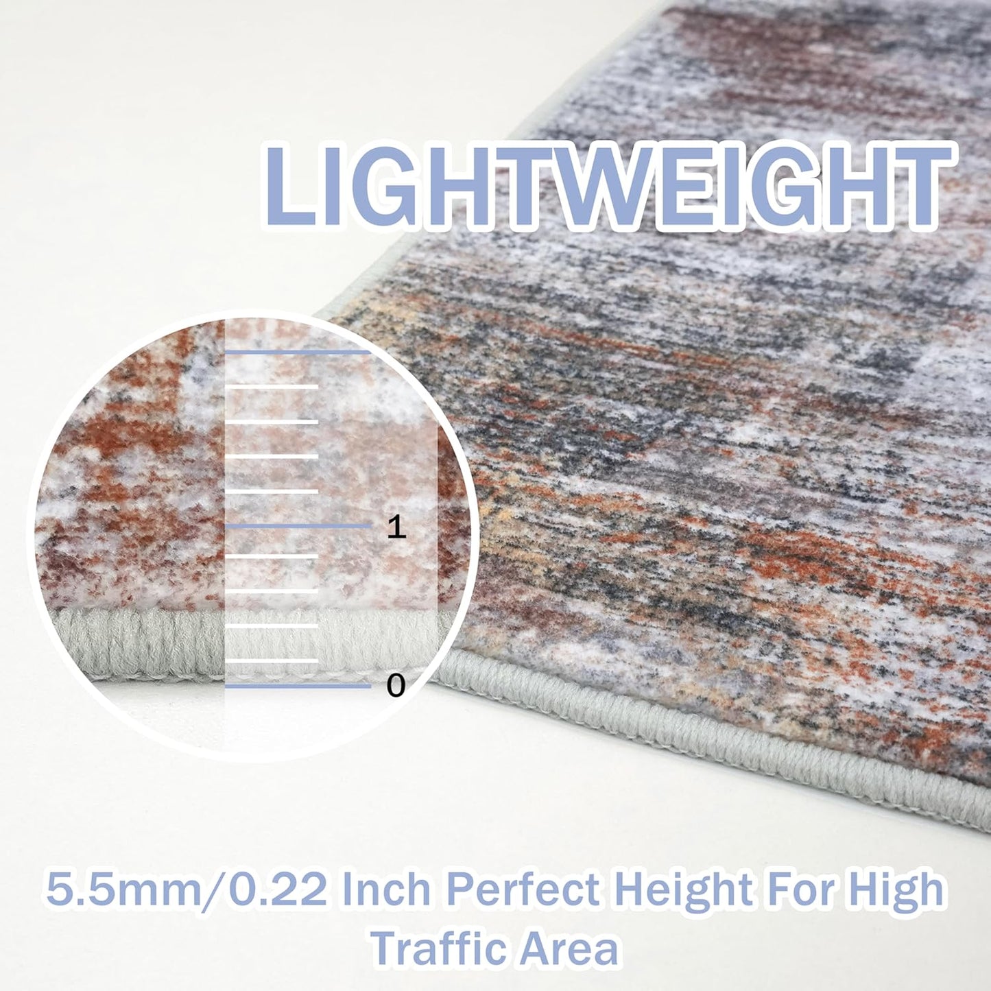 IOHOUZE Abstract Runner Rug 3x16 Ft Washable Runners for Hallways, Non Slip Kitchen Runner Printed Faux Wool Entryway Runner Indoor, Modern Abstract Floor Carpet for Hall Stair, Orange Grey